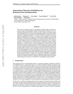 Information-Theoretic Distillation for Reference-less Summarization