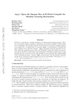 depyf: Open the Opaque Box of PyTorch Compiler for Machine Learning
  Researchers