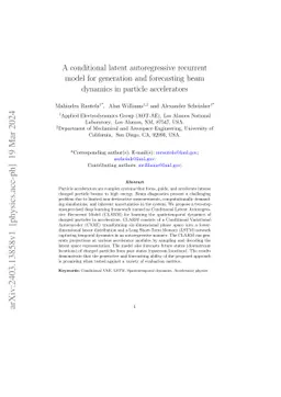 A conditional latent autoregressive recurrent model for generation and
  forecasting of beam dynamics in particle accelerators