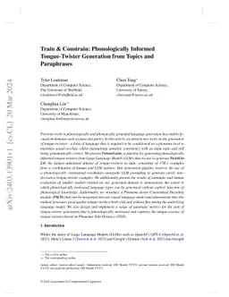 Train & Constrain: Phonologically Informed Tongue-Twister Generation
  from Topics and Paraphrases