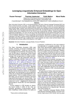 Leveraging Linguistically Enhanced Embeddings for Open Information
  Extraction