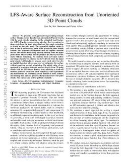 LFS-Aware Surface Reconstruction from Unoriented 3D Point Clouds