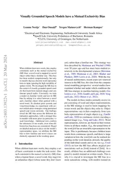 Visually Grounded Speech Models have a Mutual Exclusivity Bias