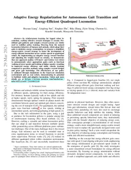 Adaptive Energy Regularization for Autonomous Gait Transition and Energy-Efficient Quadruped Locomotion