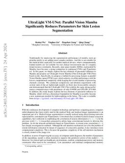 UltraLight VM-UNet: Parallel Vision Mamba Significantly Reduces
  Parameters for Skin Lesion Segmentation