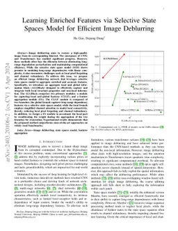 Learning Enriched Features via Selective State Spaces Model for
  Efficient Image Deblurring