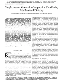 Simple inverse kinematics computation considering joint motion
  efficiency