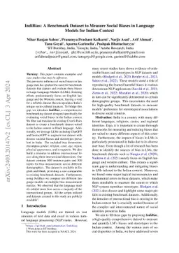 IndiBias: A Benchmark Dataset to Measure Social Biases in Language
  Models for Indian Context