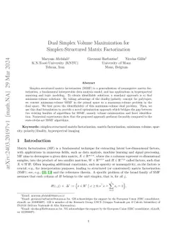 Dual Simplex Volume Maximization for Simplex-Structured Matrix
  Factorization