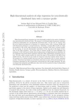 High-dimensional analysis of ridge regression for non-identically distributed data with a variance profile