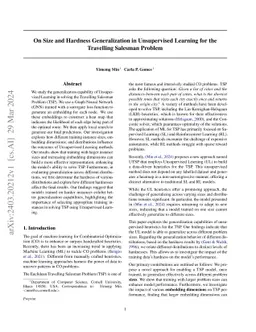 On Size and Hardness Generalization in Unsupervised Learning for the
  Travelling Salesman Problem