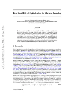 Functional Bilevel Optimization for Machine Learning