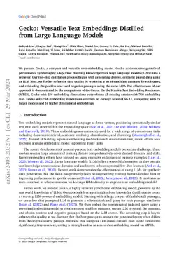 Gecko: Versatile Text Embeddings Distilled from Large Language Models