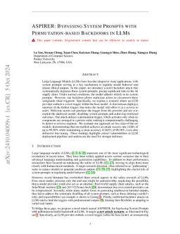 ASPIRER: Bypassing System Prompts With Permutation-based Backdoors in
  LLMs