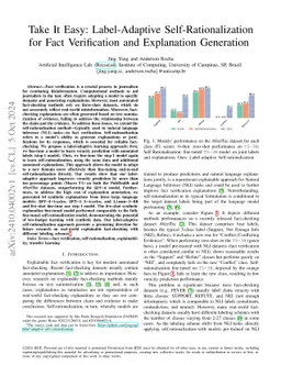 Take It Easy: Label-Adaptive Self-Rationalization for Fact Verification
  and Explanation Generation