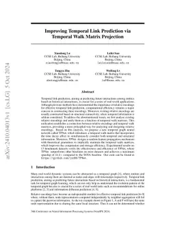 Improving Temporal Link Prediction via Temporal Walk Matrix Projection