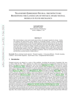 Transport-Embedded Neural Architecture: Redefining the Landscape of
  physics aware neural models in fluid mechanics