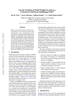 Can the Variation of Model Weights be used as a Criterion for Self-Paced
  Multilingual NMT?