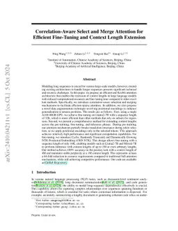 Correlation-Aware Select and Merge Attention for Efficient Fine-Tuning
  and Context Length Extension