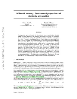 SGD with memory: fundamental properties and stochastic acceleration