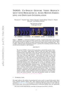 TANGO: Co-Speech Gesture Video Reenactment with Hierarchical Audio
  Motion Embedding and Diffusion Interpolation