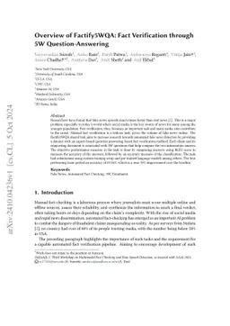 Overview of Factify5WQA: Fact Verification through 5W Question-Answering