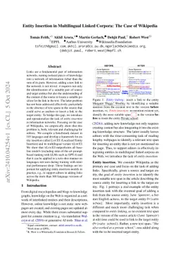 Entity Insertion in Multilingual Linked Corpora: The Case of Wikipedia
