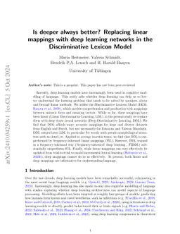Is deeper always better? Replacing linear mappings with deep learning networks in the Discriminative Lexicon Model