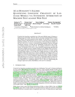 AI as Humanity's Salieri: Quantifying Linguistic Creativity of Language Models via Systematic Attribution of Machine Text against Web Text