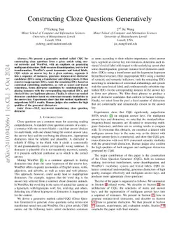 Constructing Cloze Questions Generatively
