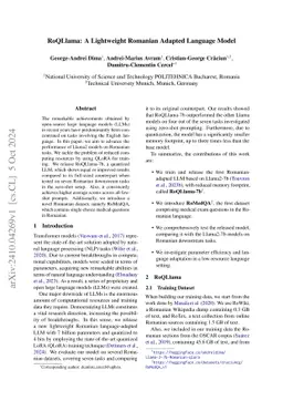 RoQLlama: A Lightweight Romanian Adapted Language Model