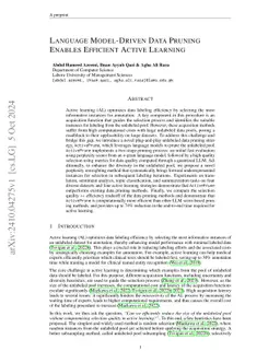 Language Model-Driven Data Pruning Enables Efficient Active Learning