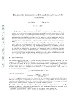 Fundamental Limitations on Subquadratic Alternatives to Transformers