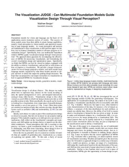 The Visualization JUDGE : Can Multimodal Foundation Models Guide
  Visualization Design Through Visual Perception?