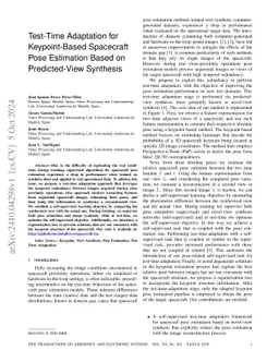Test-Time Adaptation for Keypoint-Based Spacecraft Pose Estimation Based
  on Predicted-View Synthesis