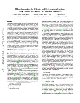 Urban Computing for Climate and Environmental Justice: Early
  Perspectives From Two Research Initiatives