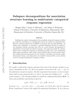 Subspace decompositions for association structure learning in
  multivariate categorical response regression