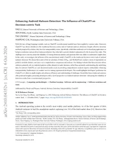 Enhancing Android Malware Detection: The Influence of ChatGPT on Decision-centric Task