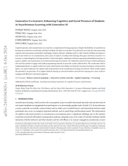 Generative Co-Learners: Enhancing Cognitive and Social Presence of
  Students in Asynchronous Learning with Generative AI