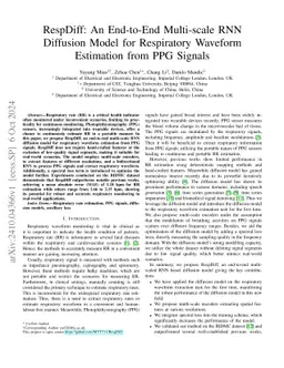 RespDiff: An End-to-End Multi-scale RNN Diffusion Model for Respiratory
  Waveform Estimation from PPG Signals