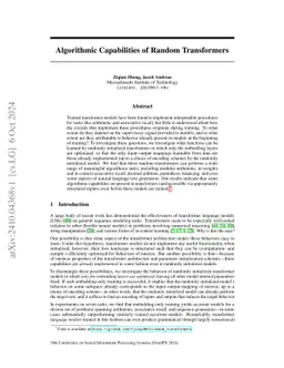 Algorithmic Capabilities of Random Transformers