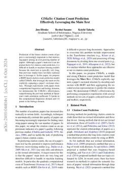 CiMaTe: Citation Count Prediction Effectively Leveraging the Main Text