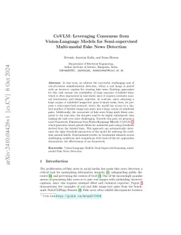 CoVLM: Leveraging Consensus from Vision-Language Models for
  Semi-supervised Multi-modal Fake News Detection