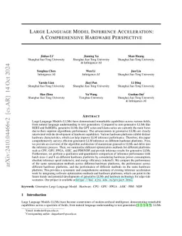 Large Language Model Inference Acceleration: A Comprehensive Hardware Perspective