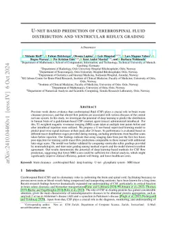 U-net based prediction of cerebrospinal fluid distribution and ventricular reflux grading