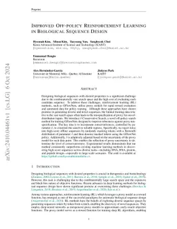 Improved Off-policy Reinforcement Learning in Biological Sequence Design