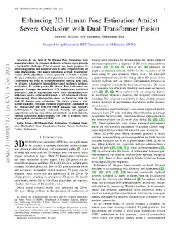 Enhancing 3D Human Pose Estimation Amidst Severe Occlusion with Dual
  Transformer Fusion