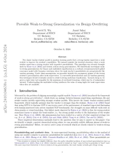 Provable Weak-to-Strong Generalization via Benign Overfitting