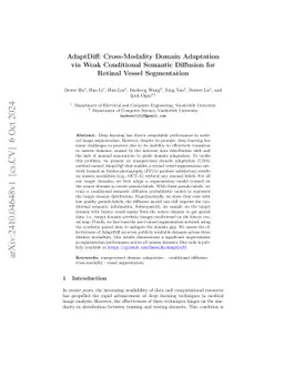 AdaptDiff: Cross-Modality Domain Adaptation via Weak Conditional
  Semantic Diffusion for Retinal Vessel Segmentation