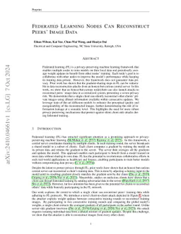 Federated Learning Nodes Can Reconstruct Peers' Image Data